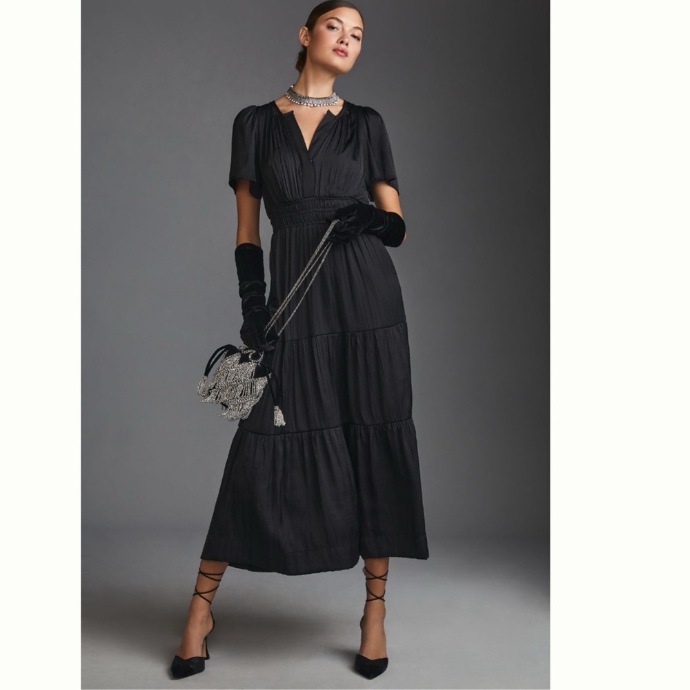 NWT Anthropologie The Somerset Silky  Maxi Dress XS Petite